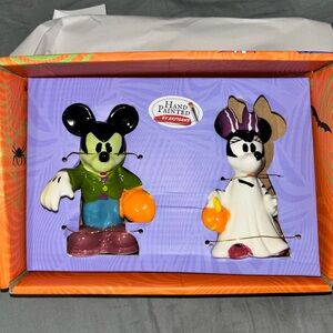 Hand Painted Halloween Figurines Set - Green and White